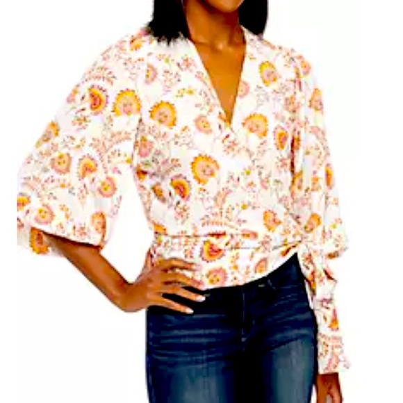 1. State womans Wonderlust wrap top color gold sun size M - Picture 1 of 7